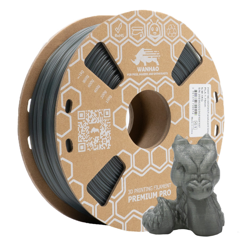 PLA PREMIUM GRIS TRANSPARENT 1Kg