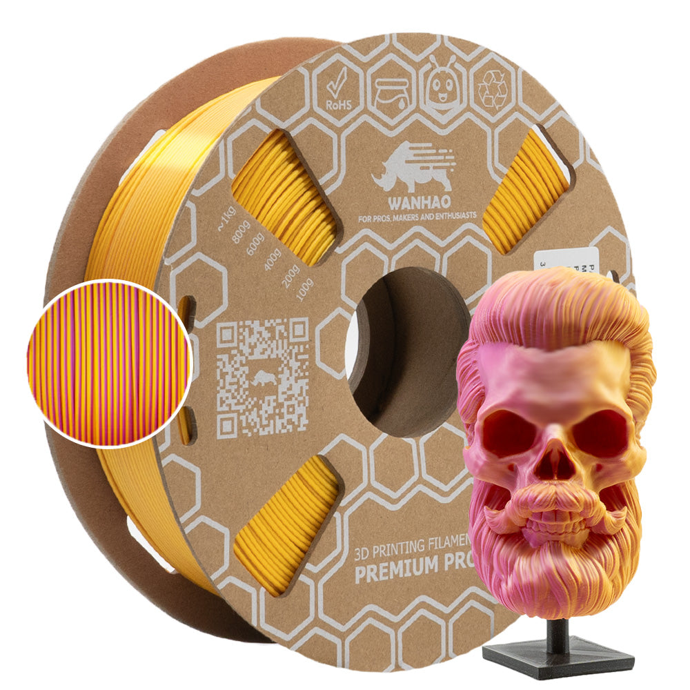 PLA Silk MAGIC Jaune/Rose Premium Wanhao - 1.75mm, 1 Kg