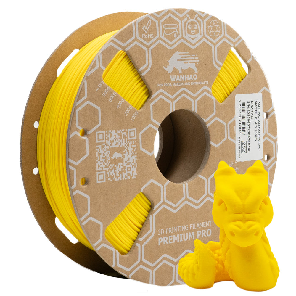 PLA PREMIUM MATTE JAUNE 1KG 1.75MM