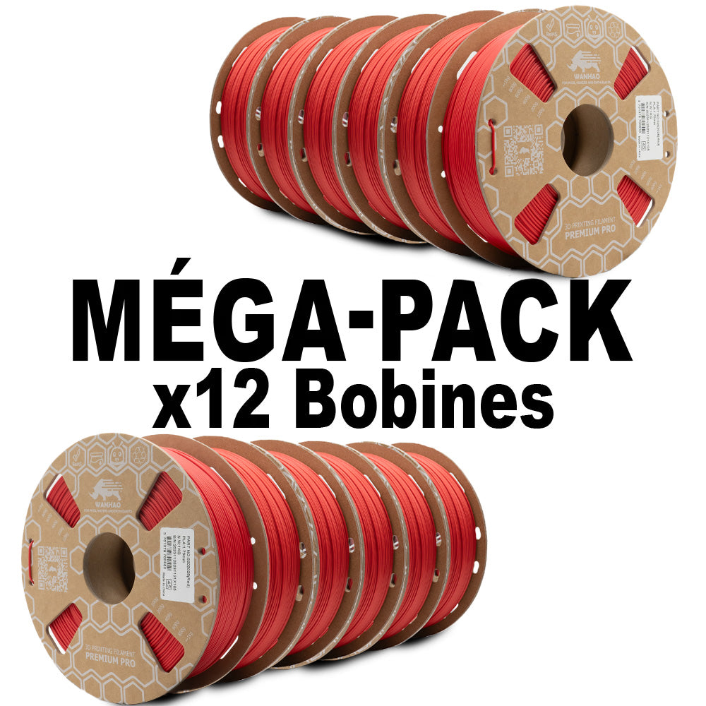 MEGA PACK - PLA PREMIUM WANHAO ROUGE PÈRE NOEL 1Kg x 12