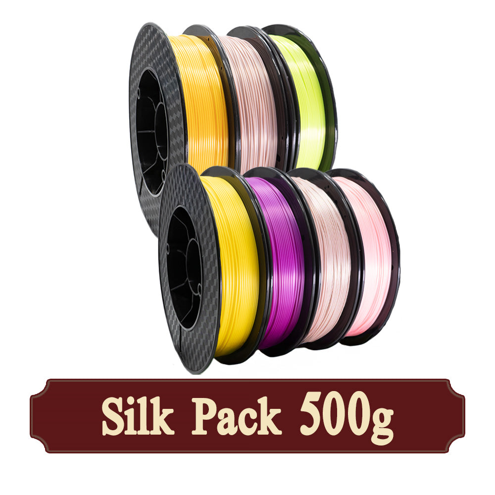 MEGA PACK SILK 7 Bobines  - PLA Silk Rose, Violet, Jaune, Or, Vert 500g x 7