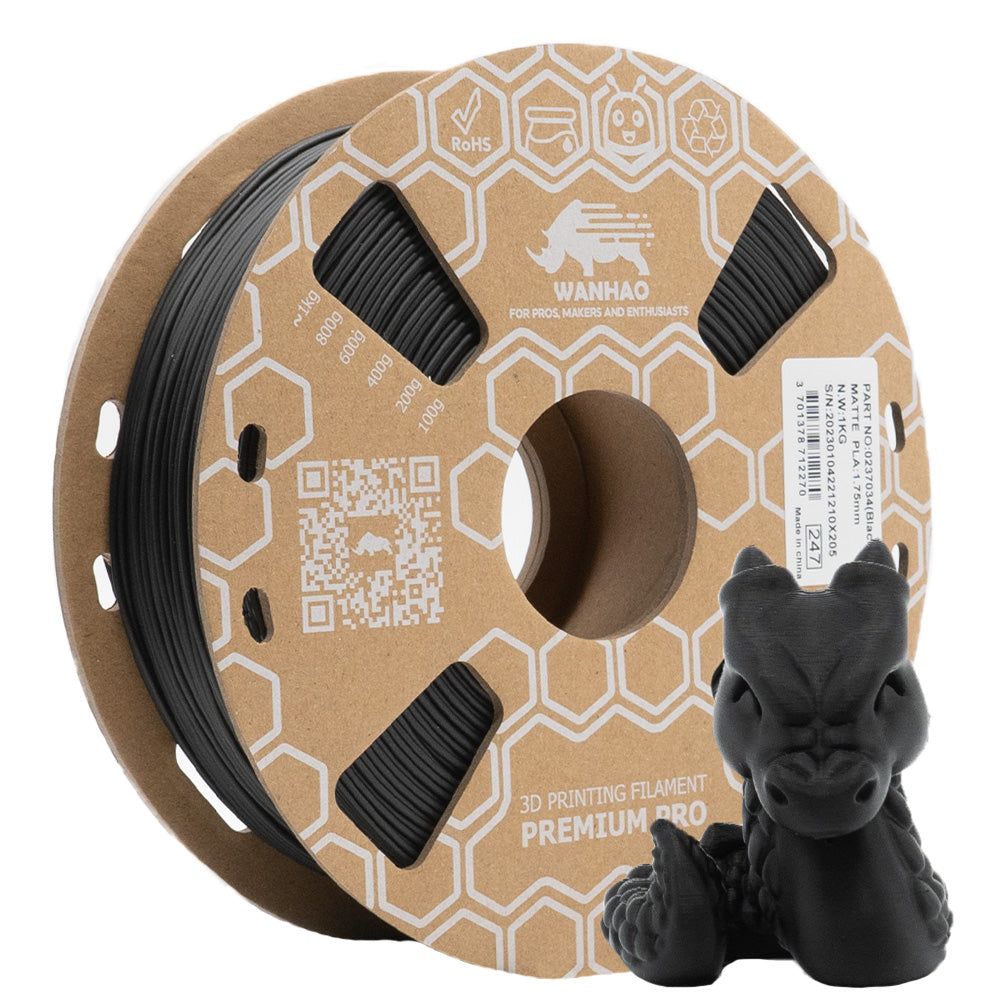 PLA PREMIUM MATTE NOIR CHARBON 1Kg 1.75mm